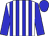 white and blue stripes, blue sleeves and cap