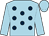 Light blue, dark blue spots, light blue sleeves and cap