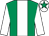 Emerald green, white stripe and sleeves, white cap, emerald green star