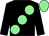 Black, large light green spots, light green cap