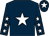 Dark blue, white star, dark blue sleeves, white stars, dark blue cap, white star