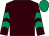 Brown, emerald green chevrons on sleeves, emerald green cap