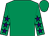 Emerald green, purple stars on sleeves