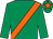 Emerald green, orange sash and star on cap