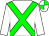 White, green cross belts, quartered cap