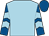 Light blue, royal blue and light blue chevrons on sleeves, royal blue cap