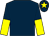 Dark blue, yellow halved sleeves, yellow star on cap