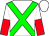 White, green cross belts, white & red halved sleeves, white cap