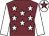 Garnet body, white stars, white arms, white cap, garnet star