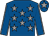 Royal blue, grey stars, grey seams on sleeves, grey star on cap