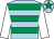 Light blue, emerald green hoops, white sleeves, light blue cap, emerald green star