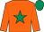 Orange, emerald green star and cap