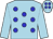 light blue, blue spots, light blue sleeves