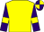 Yellow, purple sleeves, yellow armbands, quartered cap