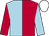 Light blue and scarlet (halved), sleeves reversed, white cap