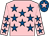 Pink, royal blue stars, royal blue cap, pink star