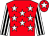 Red, white stars, white and black striped sleeves, red cap, white star