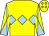 Yellow, light blue triple diamond, light blue sleeves, yellow diabolo, yellow cap, light blue diamonds