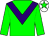 Green body, purple chevron, green arms, white cap, green star