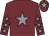 Garnet body, grey star, garnet arms, grey stars, garnet cap, grey star