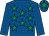 Royal blue, emerald green stars, royal blue sleeves, royal blue cap, emerald green star