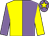 Mauve & yellow halved, sleeves reversed, yellow star on cap