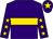 Purple, gold hoop, purple sleeves, gold stars, purple cap, gold star