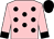 Pink, black spots, pink sleeves, black cuffs and cap