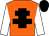 Orange, black cross of lorraine, white sleeves, black cap