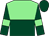 light green and dark green halved horizontally, light green armlets on dark green sleeves, dark green cap