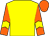 Yellow body, orange three diamonds, orange arms, yellow chevron, orange cap