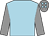 light blue, grey sleeves, grey cap, light blue spots