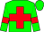 Green body, red saint's cross andre, green arms, red armlets, green cap