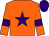 Orange body, purple star, orange arms, purple armlets, purple cap