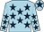 Light blue, dark blue stars, light blue cap, dark blue star