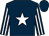 Dark blue, white star, striped sleeves