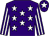 Purple, white stars, striped sleeves and star on cap