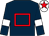 Dark blue, red hollow box, dark blue sleeves, white armlets, white cap, red star