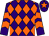 Purple and orange diamonds, chevrons on sleeves, purple cap, orange star