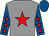 Grey, red star, royal blue sleeves, red stars, royal blue cap