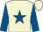 beige, royal blue star, royal blue sleeves