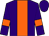 Purple body, orange stripe, purple arms, orange armlets, purple cap