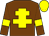 Chocolate, yellow cross of lorraine, yellow armlets and cap