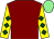 Maroon, yellow sleeves, dark green diamonds, light green cap