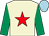 Beige, red star, emerald green sleeves, light blue cap