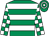 Emerald green, white hoops, checked sleeves