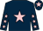 Dark blue, pink star, dark blue sleeves, pink stars, dark blue cap, pink star