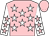 Pink, white stars, white sleeves, pink stars, pink cap