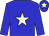 Big-blue body, beige star, big-blue arms, big-blue cap, beige star