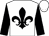 White, black fleur de lys, black sleeves, white cap